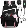 Stray Kids Combination Periphery With Backpack Backpack Schoolbag Usb Charging Student Large Capacity
