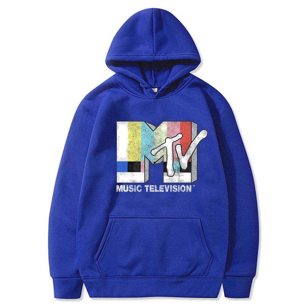 MTV Music Television Signál Grafická Potlač Mikina s Kapucňou Muži Ženy Vintage Móda Oversized Mikina Unisex Y2k Umelecká Estetika Mikiny s Kapucňou