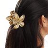 Gold/Silver Flower Shaped Hair Claw Clip, Hair Clip, Metallic Chic Hair Accessory For Updos, School Flower Piranha Summer Hair Clips Hair Jaw Clip