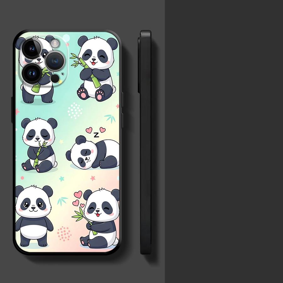 Phone Case for Apple iPhone 17 Pro Max 14 12 15 Pro 7 8 11 17e XR XS MAX 13 Air 16 Funda Phone Cover Cartoon Cute Panda
