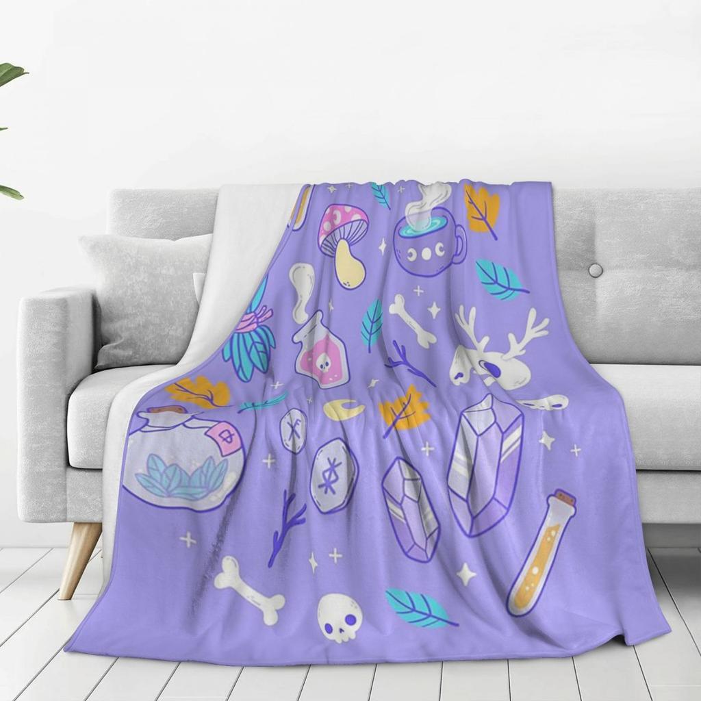 Herb Witch Black And White Nikury Blanket Soft Warm Flannel Throw Blanket Bedding for Bed Living room Picnic Travel Home Couch