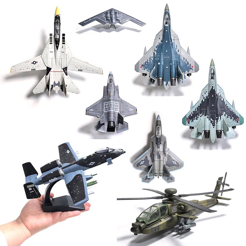 DIY Creative Military Series Building Blocks AH-64 attack helicopter F14 SU57 F22 Stealth Fighter Heavy Truck Model Toys For Boy