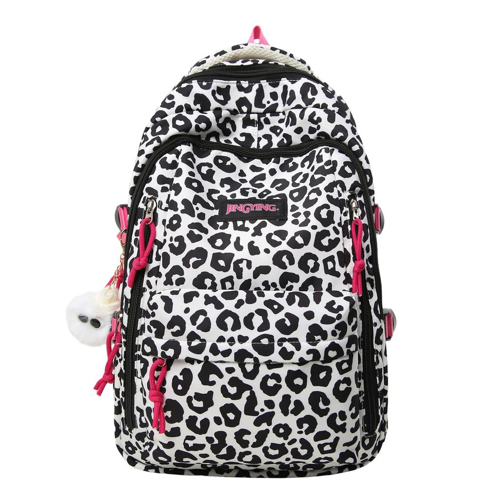 Schoolbag Japanese Harajuku Casual Cow Print Leopard Print Backpack Ins High School Student School Bag Travel Large Capacity Backpack