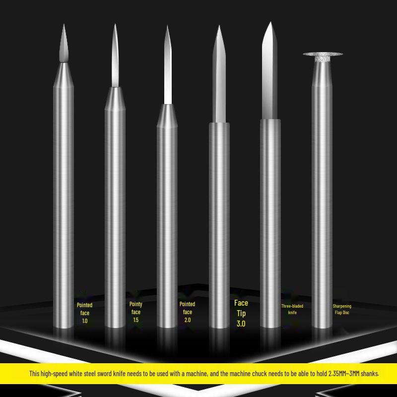 High-Speed Electric Sword-Shaped Wood Carving Knife - White Steel Tool for Woodworking and Dental Engraving.