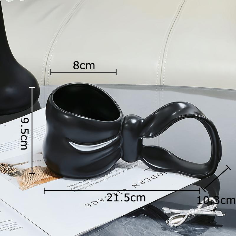 Kreative Schleifenform Keramiktasse Schleifengriff Kaffeetasse Esstisch Milchbecher Nachmittagstee Teetasse Fruchtsaftbehälter
