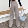 Loose Casual Pants Women Workout Trousers Wide Leg Pants Retro Flip Up Suit Pants  Female