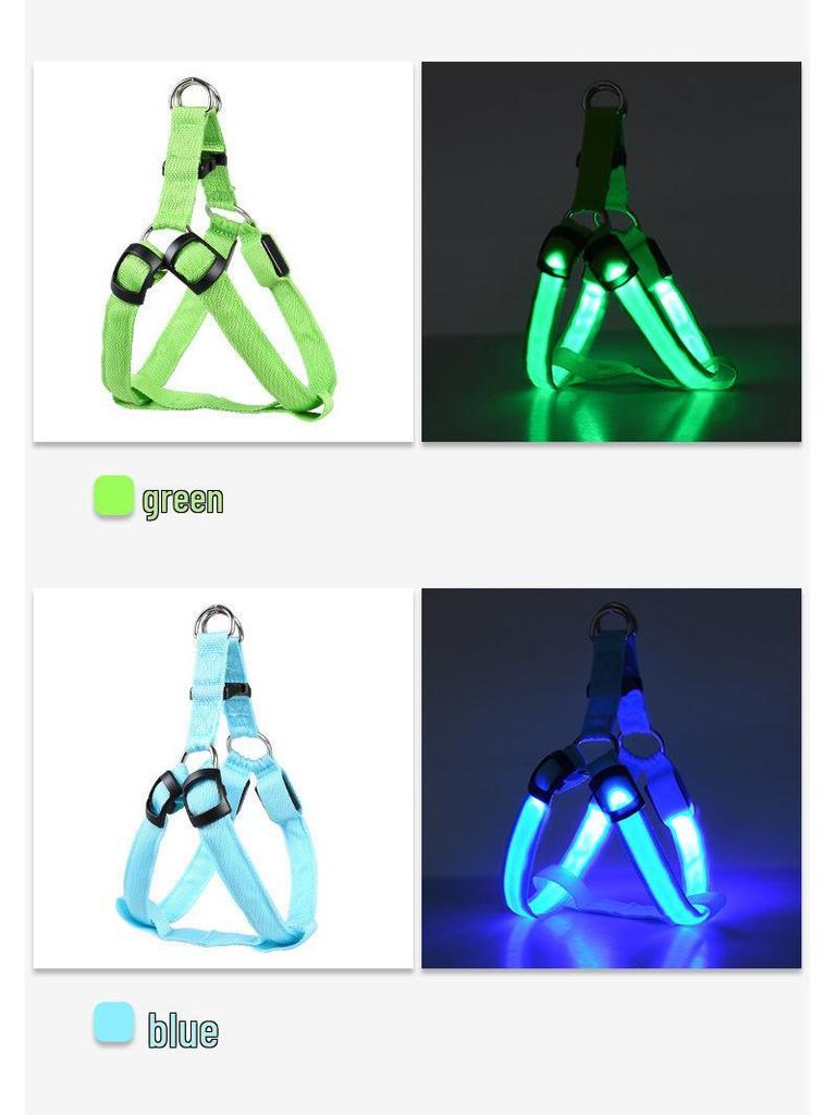 LED Luminous Dog Harness for Medium & Large Dogs - Night Glow Pet Safety Light