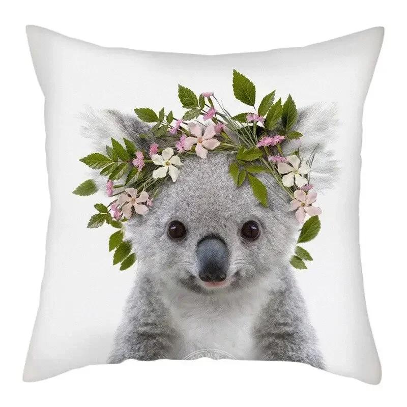 45X45Cm Cute Koala Cushion Cover Cartoon Animal Koala Polyester Pillowcase Family Waist Pillowcases Home Decor Sofa Car