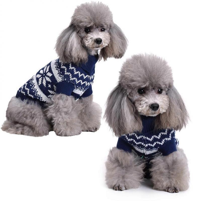 Pet Knitted Sweater Christmas Puppy Clothes 3Pcs Blue Winter
