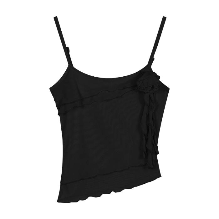 Original Wood Ear Flower Mesh Camisole for Women - Summer Vest