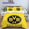Borussia Custom Name Pattern Bedding,Quilt Set Quilt Cover Pillowcase Home Birthday Gift(1 * Duvet Cover + 2 * Pillowcase, Without Core)