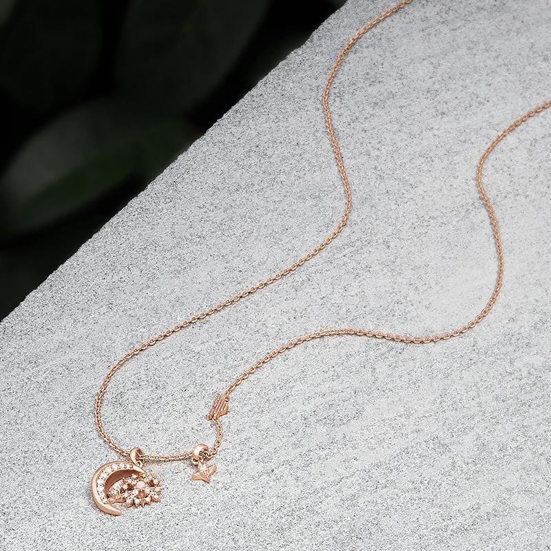 Emporio Armani Star And Moon Series Paved Zirconia Fashion Light Luxury Necklace Women Necklace Gold EG3633221