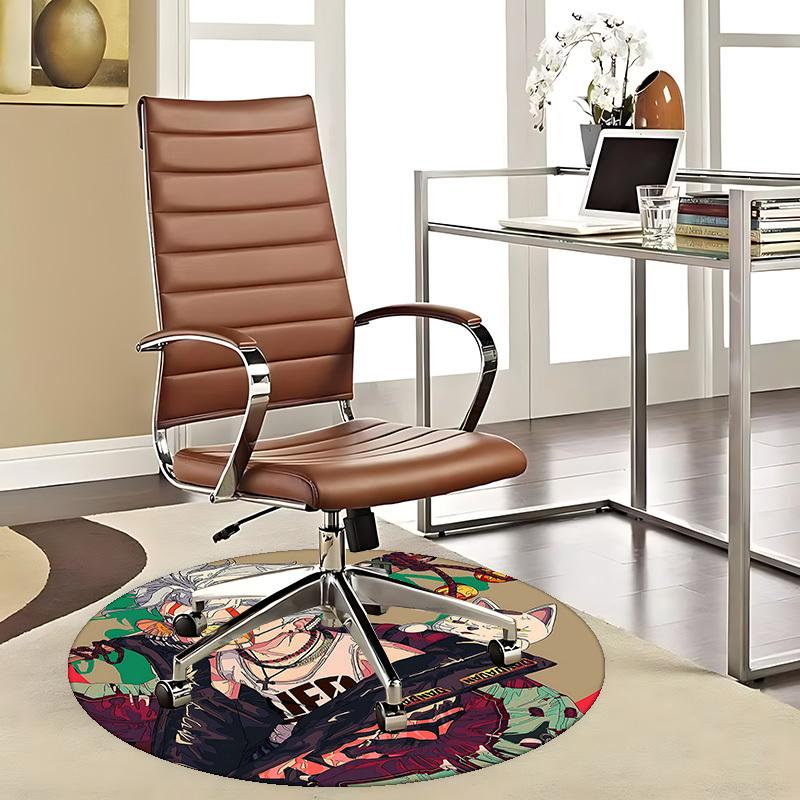 1pc Anime Cat Design Round Carpet - Office Chair Mat for Desk, Non-Slip Rug Suitable for Home Decor, Living Room, Bedroom, Game Room