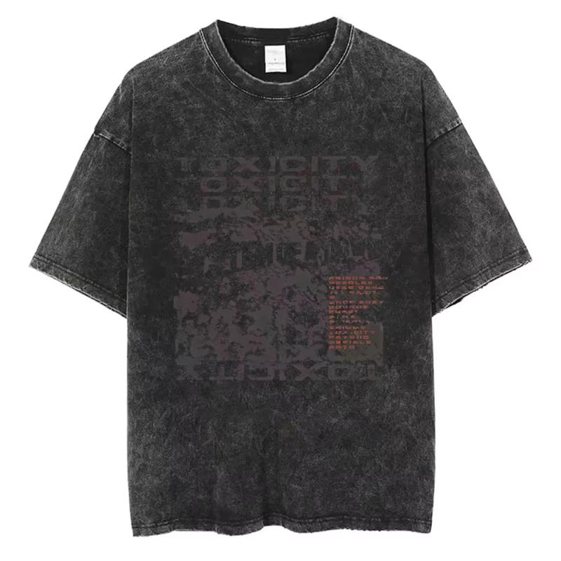 System of A Down Toxicity Album Graphic Washed Tshirt Unisex Women Rock Oversized T Shirts Unisex Vintage Alternative Metal Tshirts