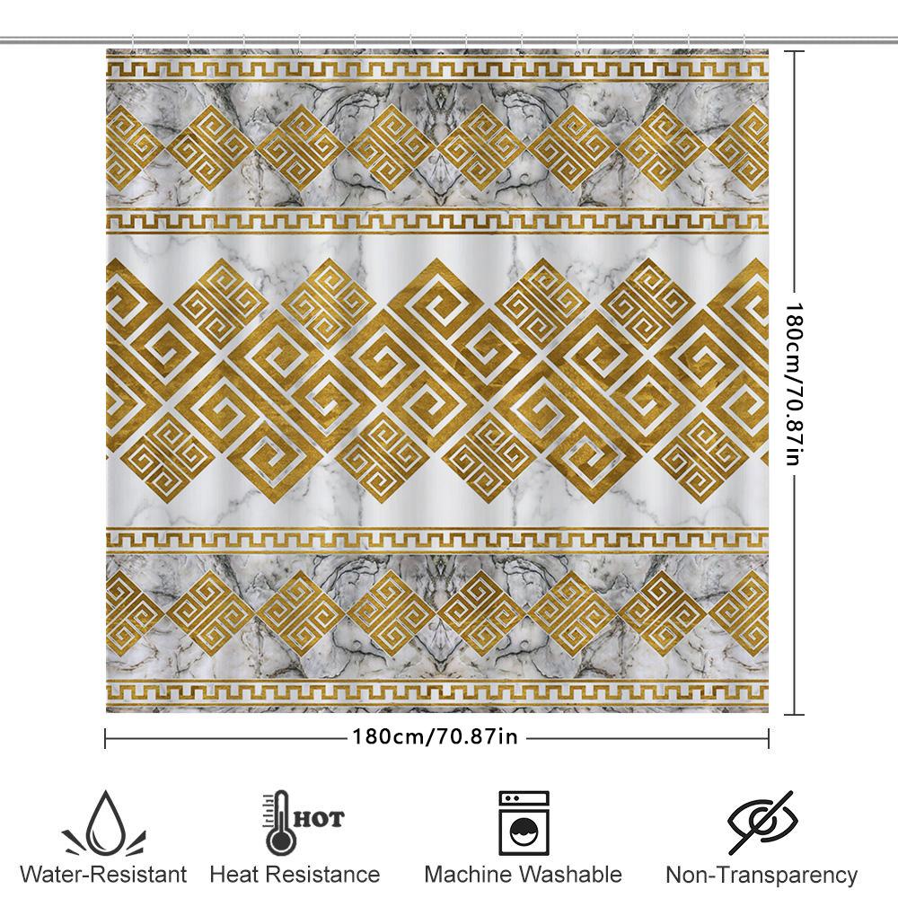 Gold Marble Shower Curtain Extra Long Printed Bath Decor With Hooks Perfect For Modern Bathroom Interior Design Size: 72 X 84 In
