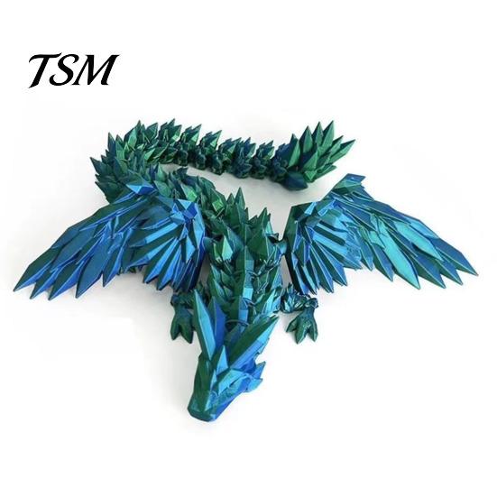 Flying Dragon Model 3D Printed Figurine Movable Joints Chinese Figure Mini Articulated Winged Fidget Toy Desktop Decoration Ornament Collectible