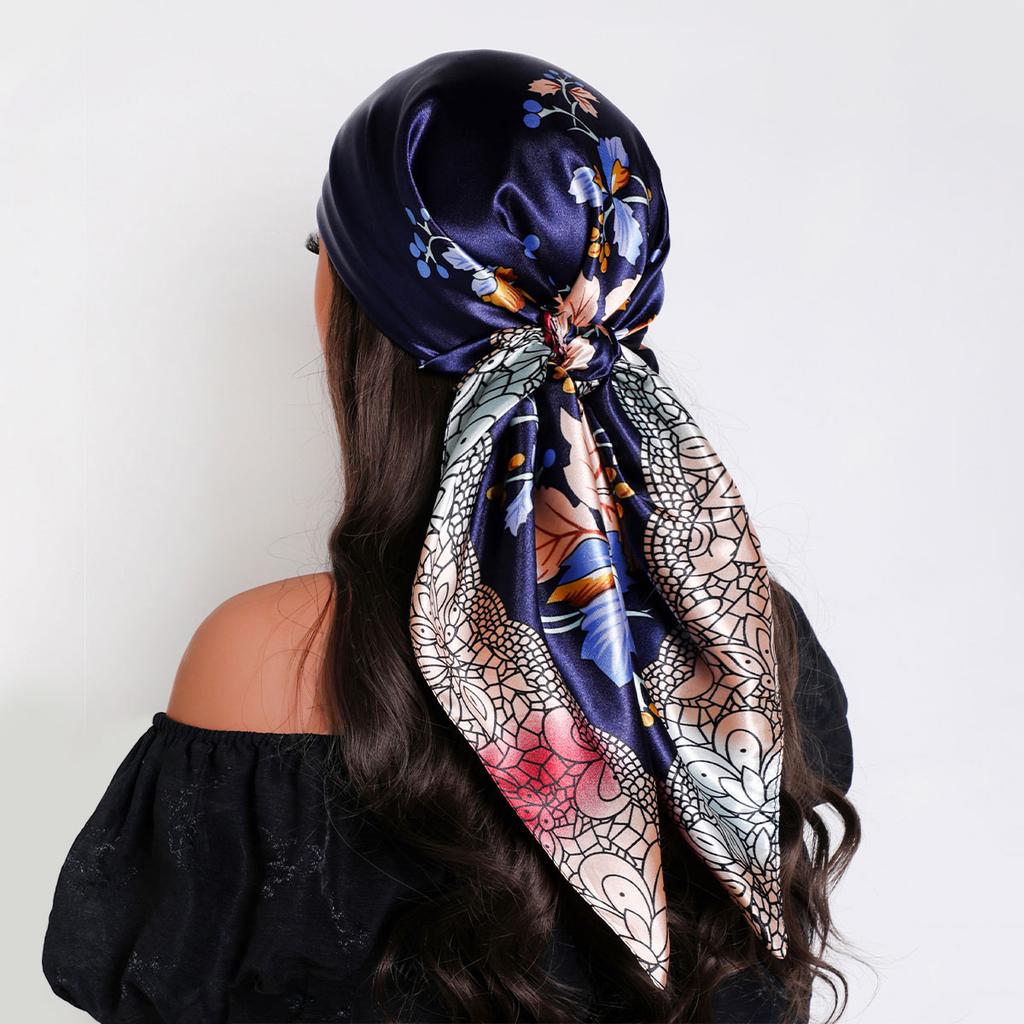 90CM Women Scarf Luxury Brand Summer Fashion Print Sunscreen Shawl Beach Cover Up Head Wrap Accessories Kerchief for Female