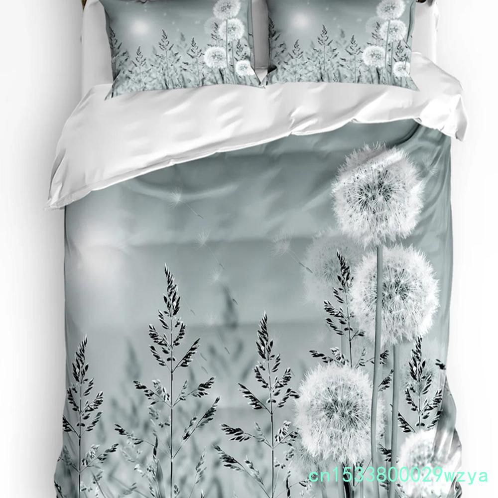Dandelion Flowers Black Duvet Cover Bed Bedding Set For Double Home Textile Quilt Cover Pillowcases Bedroom Bedding Set No Sheet