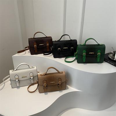 New Summer Crocodile Pattern Texture Personalized Casual Simple Retro One-shoulder Crossbody Handheld Small Square Bag for Women