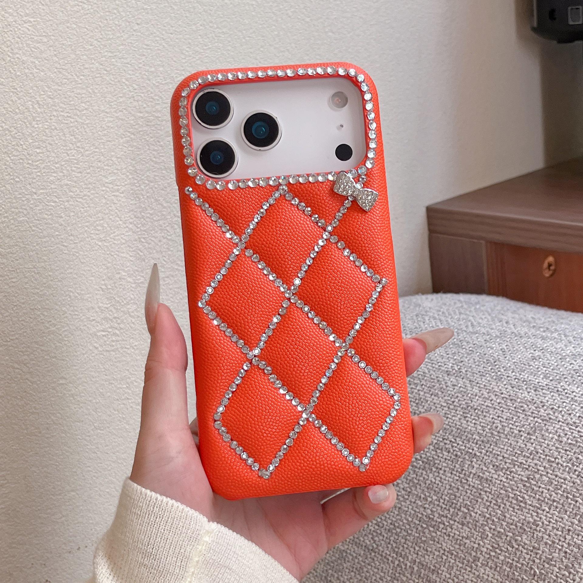 Lux Diamond-Studded Bow Phone Case for iPhone 13-17 Pro Max - Exquisite Diamond Pattern iPhone 14 Pro Max
