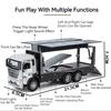 1:32 Wing Span Container Truck Toy Models Metal Diecast Dump Trucks Sound Light Pull Back Door Opened Engineering Car Boys Gifts