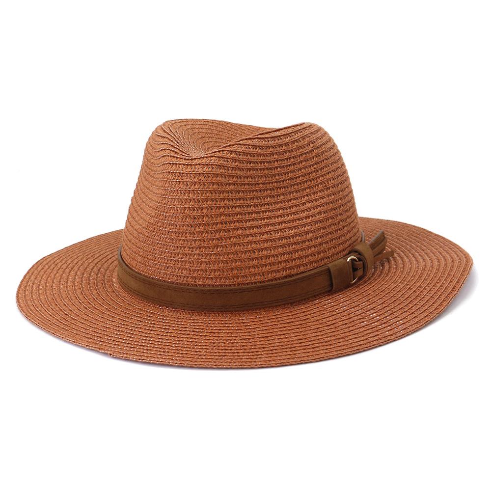 Cappello di Paglia Giallo Cappello Estivo da Donna Stile Britannico Cappello Panama Cappello Fedora a Tesa Larga Sombrero a Tesa Larga Berretto da Donna 56-58cm Viola Nuovo