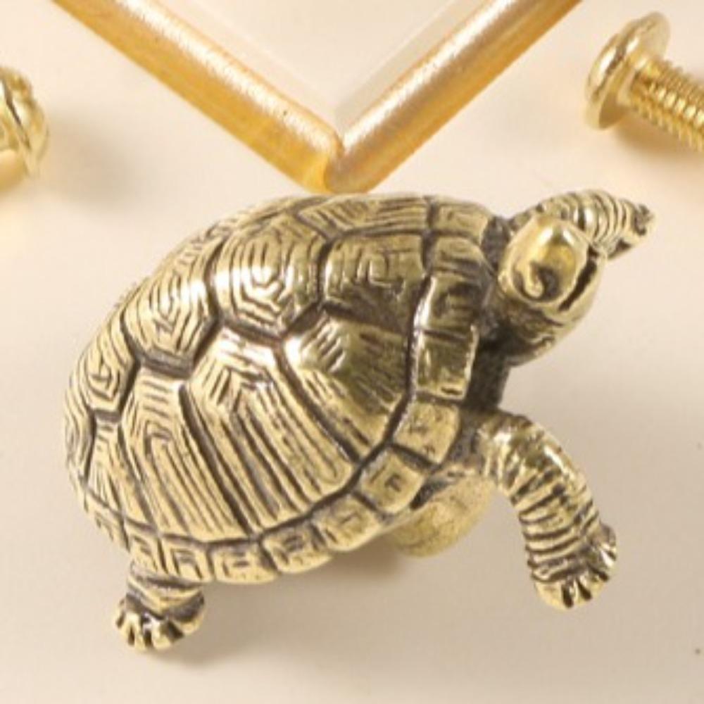 Retro Golden Coin Turtle Brass Handle Vintage Wardrobe Drawer Pulls Cabinet Door Knobs  Kitchen