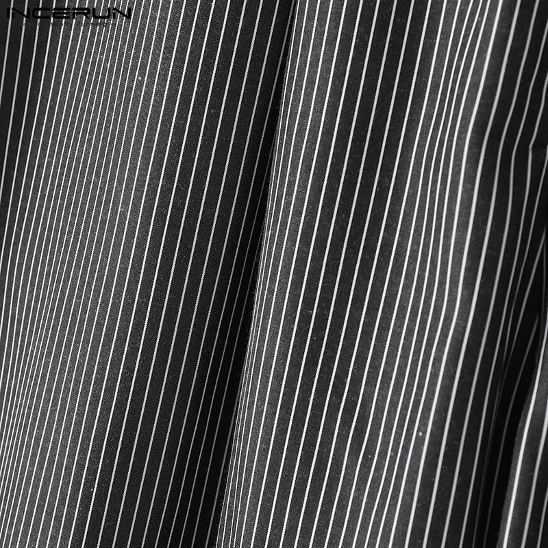 INCERUN Men Zip-up Waist Striped Loose Casual Baggy Pants Long Trousers