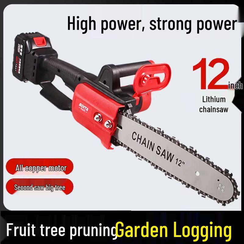 Tragbare elektrische Kettensäge: Wiederaufladbare, Hochkapazitäts-Lithiumbatterie-Handsäge für Bäume und Stämme