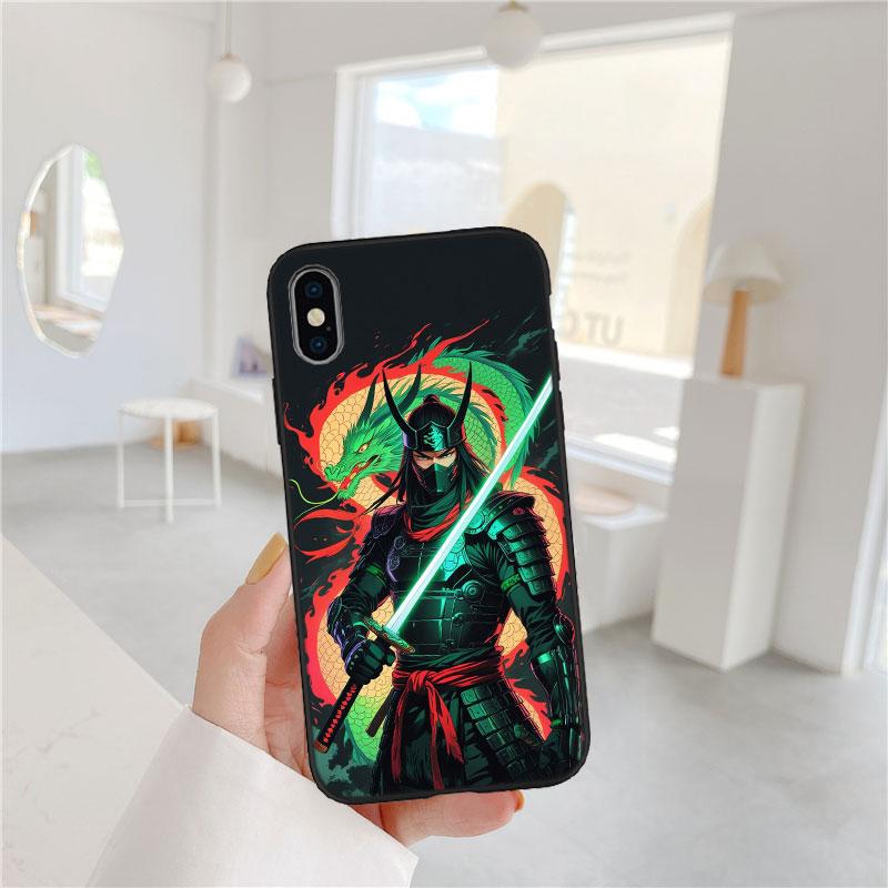 LO55 Masque de Samouraï Japonais Coque Souple pour Téléphone pour OPPO A3 Pro A72 A74 A76 A77 A77S A78 A79 A94 A95 A18 A40M A58