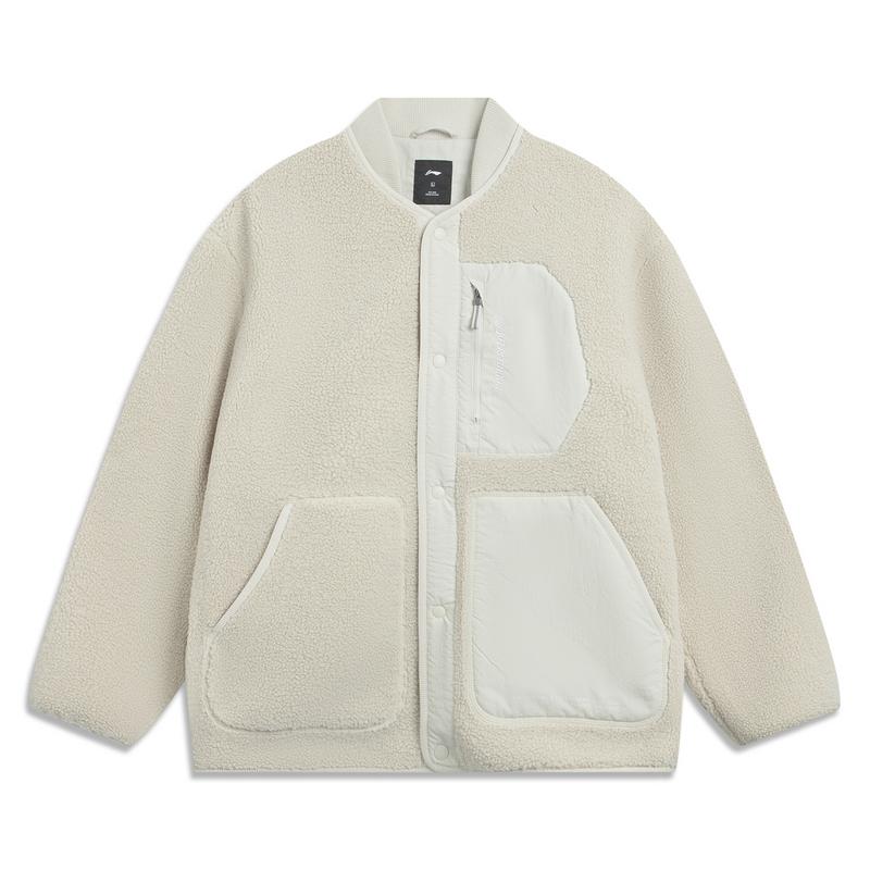 Li Ning Knitted Fabric Coat Men s Gravel White Gray AFDVB41-3 3XL
