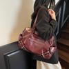 Elegante Kunstleder-Tragetasche Damen Mode Umhängetasche mit Reißverschlusstasche vorne