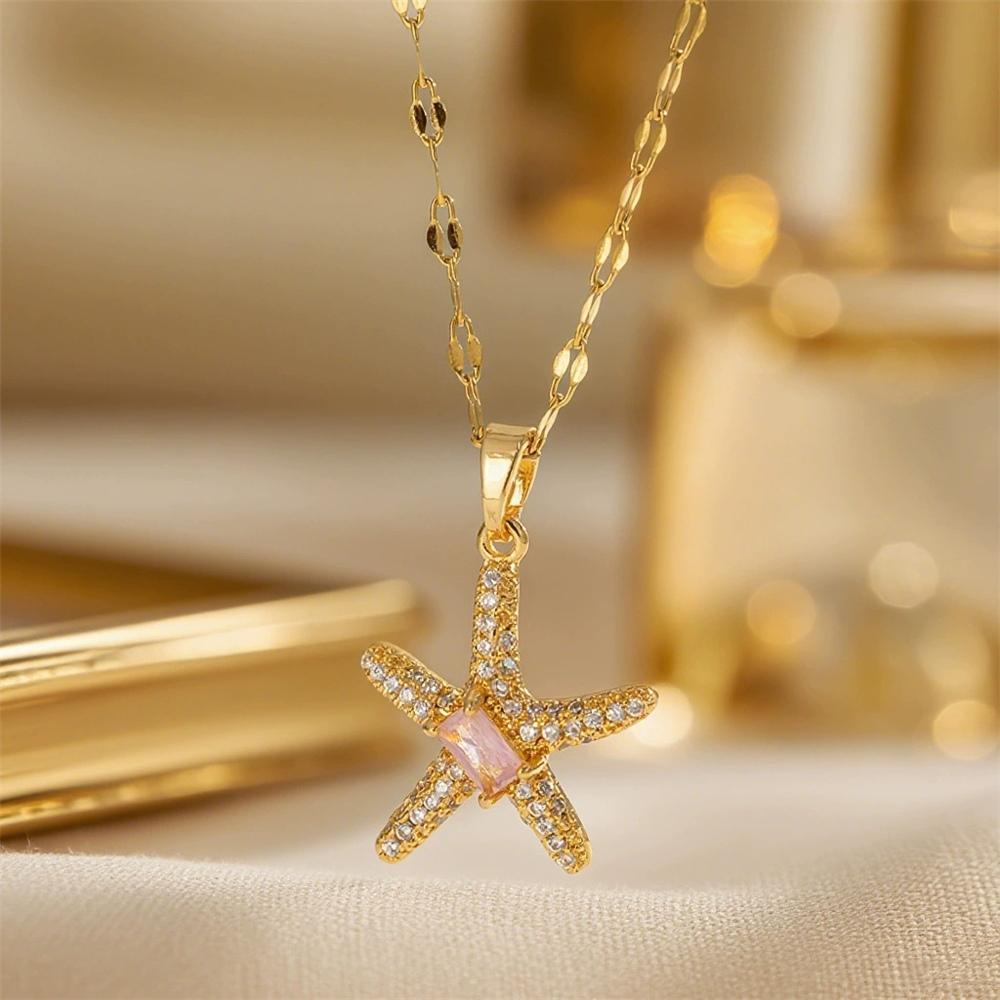 Cute Female Star Pendant Necklace Vintage Silver Color Wedding  For Women