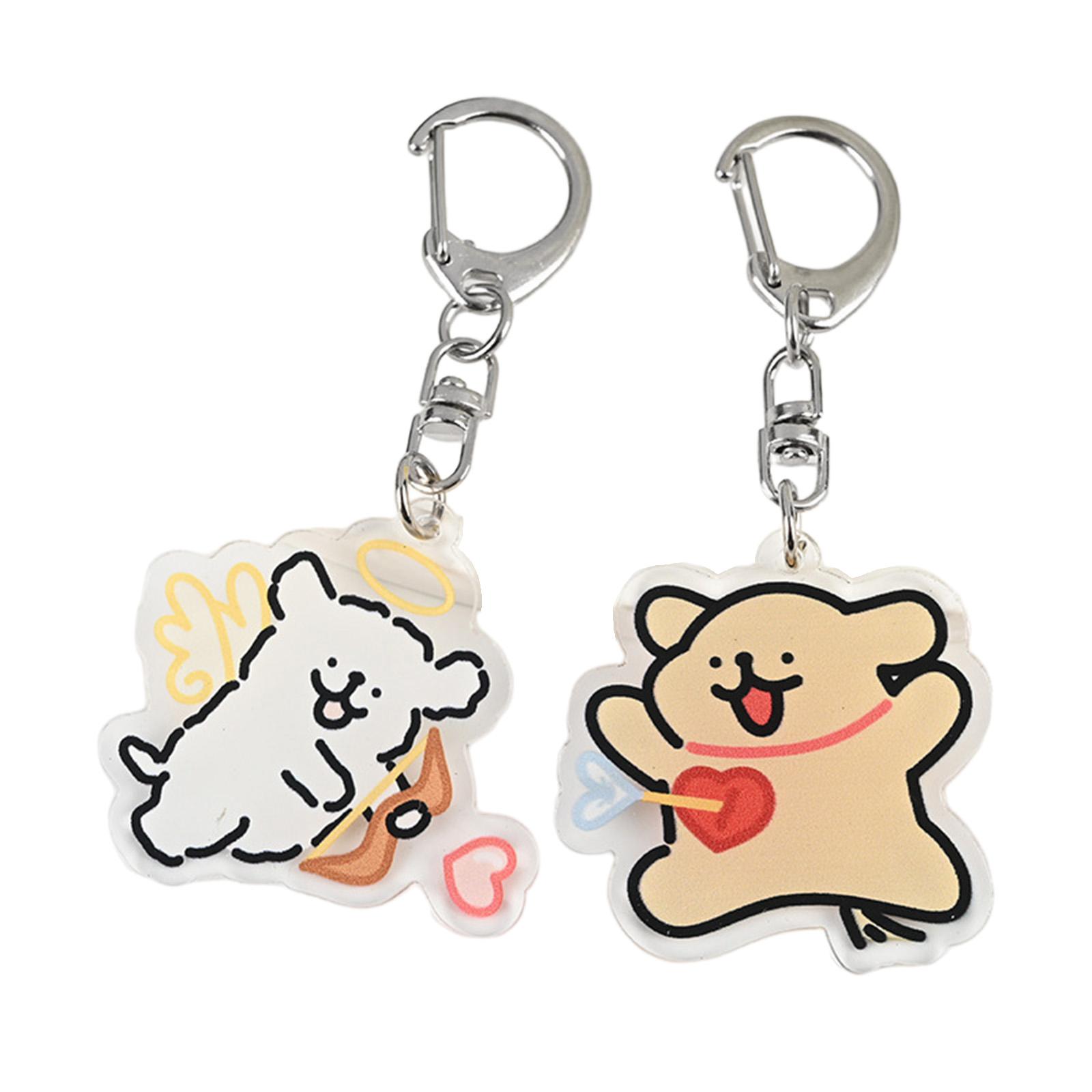 

2 шт. Милый акриловый шарм в виде собаки, мультяшные брелоки, подвеска, висячее украшение, брелок для рюкзака, украшение, ювелирные изделия для пары 2