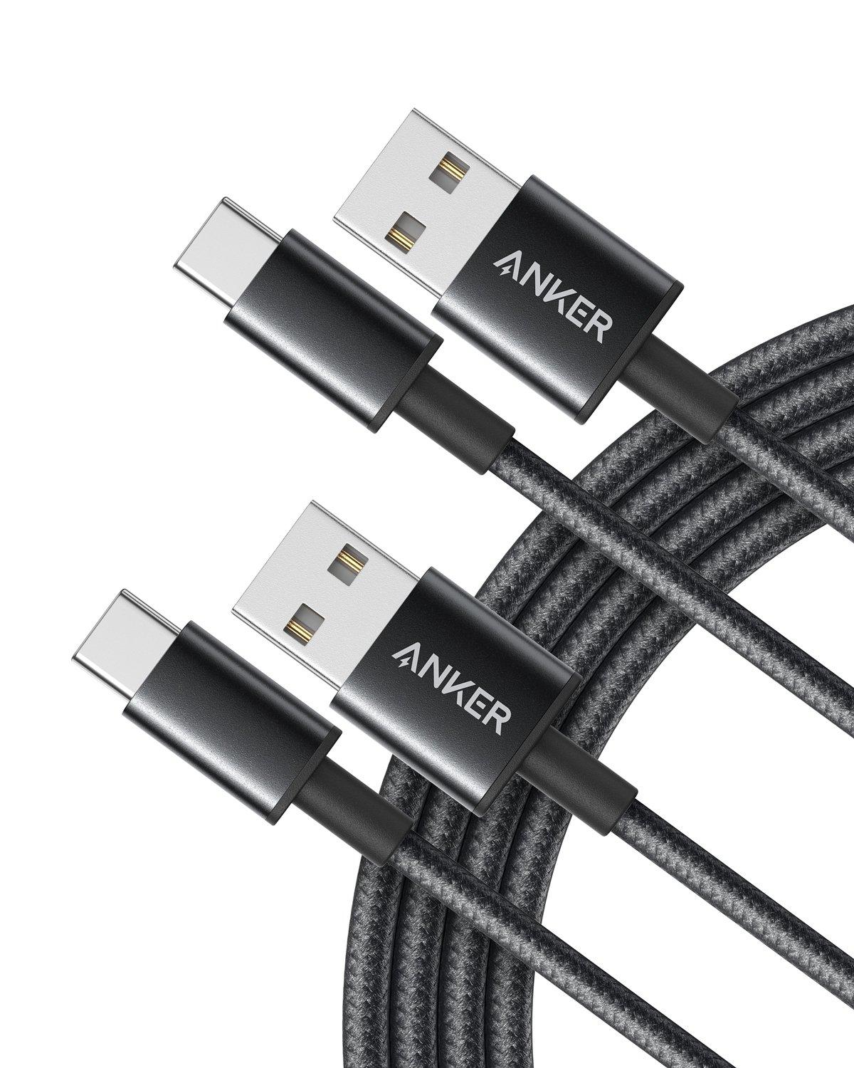 

Кабель Anker из 2 высокопрочных нейлоновых кабелей, совместимых с Galaxy S10, S9, Note, Xperia, iPad Air 5 и другими, USB-C и USB-A 2.0 [набор / с двойной оплеткой]