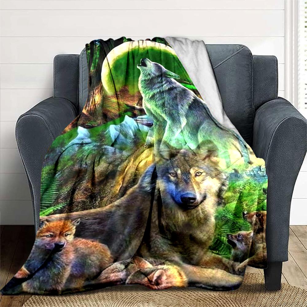 Wolfsmuster Flanelldecke Hohe Qualität Warm Bequem Decke für Alle Jahreszeiten Perfekt für Geschenke Heimdekoration