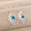 Natural Swiss Blue Topaz Gemstone Silver Earring 1.5" , 925 Sterling Silver Jewelry, Topaz Earring For Gift CE-26-15
