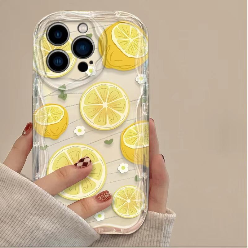 Gentle French lemon floral TPU soft shell transparent Apple 15PM mobile phone case iPhoneAIR anti-drop protective case