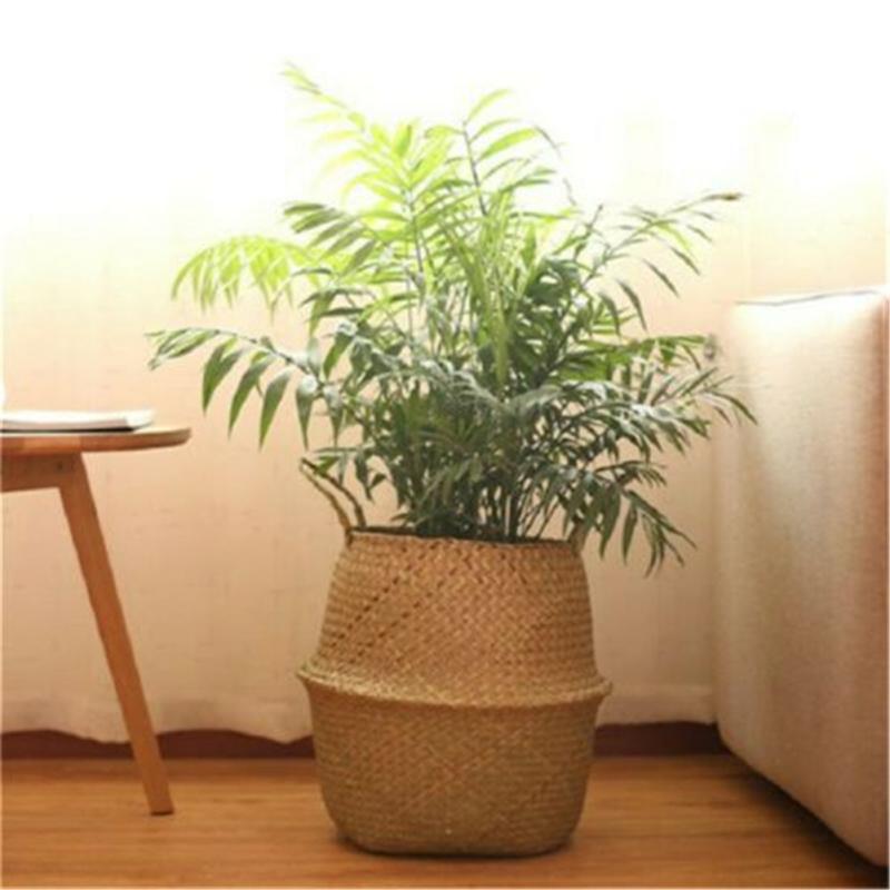 Flowerpot Basket Seaweed Natural Color Middle Diameter 11cm Flower Basket Storage Basket Dirty