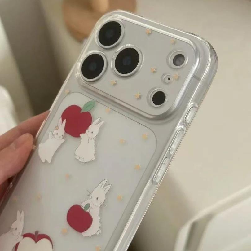 Cute Star Apple Rabbit for iPhone17Promax Mobile Phone Case Apple 16 Transparent 15 Space Case 14