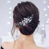 1Pc Fashion Handmade Leaf Rhinestones + Artificial Pearls Hair Comb For Women Bride Hairbands Clip Wedding Hair