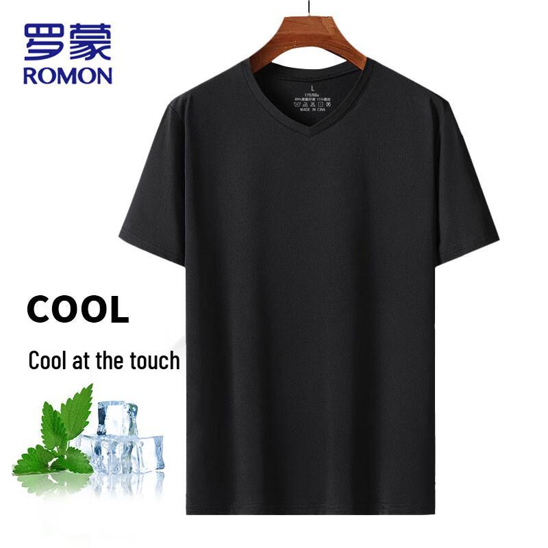 Romon Men's Ice Silk Quick-Dry V-Neck T-Shirt