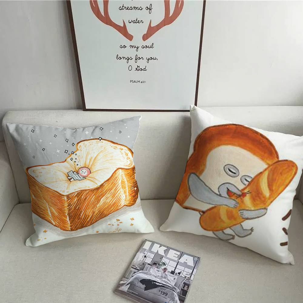 Book Bread T-Thief Pillow Case Sofa Decorative Home Double-sided Printing Short Plush Cushion Pillow Cover Holiday Gift