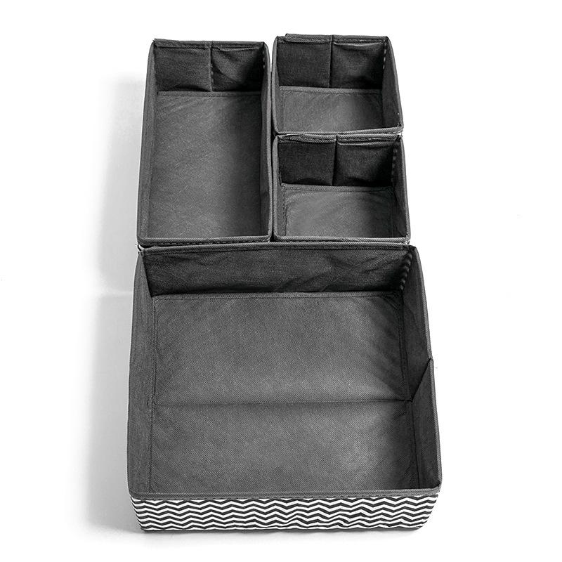 Faltbares Unterwäsche-Aufbewahrungsset mit Wellenmuster - 6-teilige Schubladen- und Kleider-Organizer-Box