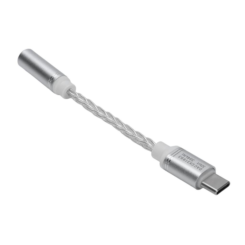 USB C to 3.5mm Headphone Adapter Silver Plated Copper 384KHZ 32 Bit USB C to 3.5mm Sound Dongle