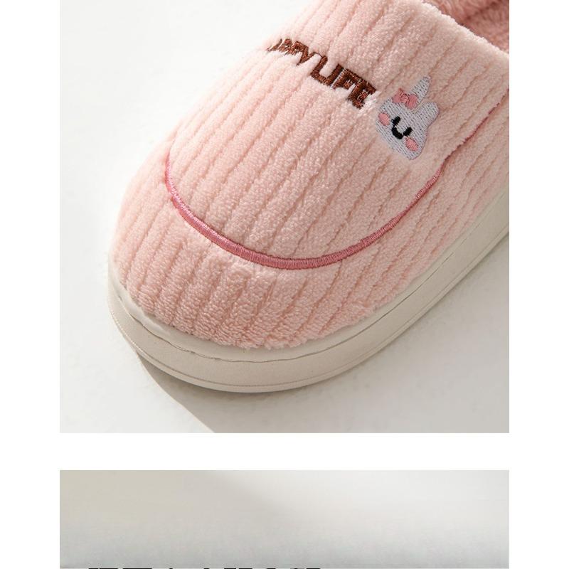 Women's Thick-soled Cotton Shoes for Indoor Home Use with Fleece and Anti-slip Couple Slippers