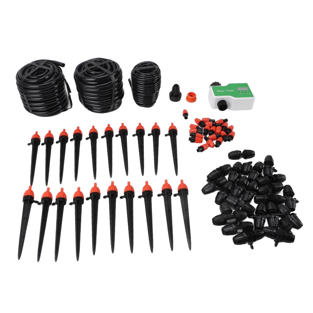Drip Irrigation System Kit Automatic Watering System with Water Timer for Greenhouse Garden Lawn