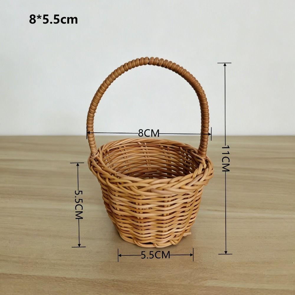With Handle Imitation Rattan Handhold Household Handwoven Weaving Flower Basket 5 Styles Braid Storage Baskets