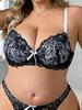 Plus Size Thin Cup High-quality Lace Splicing Color-blocked Women's Bra C D Cup Plus Size Deep V Comfortable Ladies Underwear