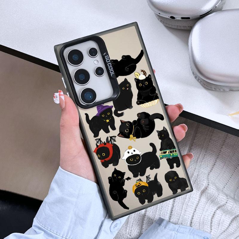 For Samsung Galaxy S24 S23 Ultra Plus FE S25 S22 Ultra Plus S21 FE Laser Phone Case Cute Popular Cartoon Cats Collection Covers